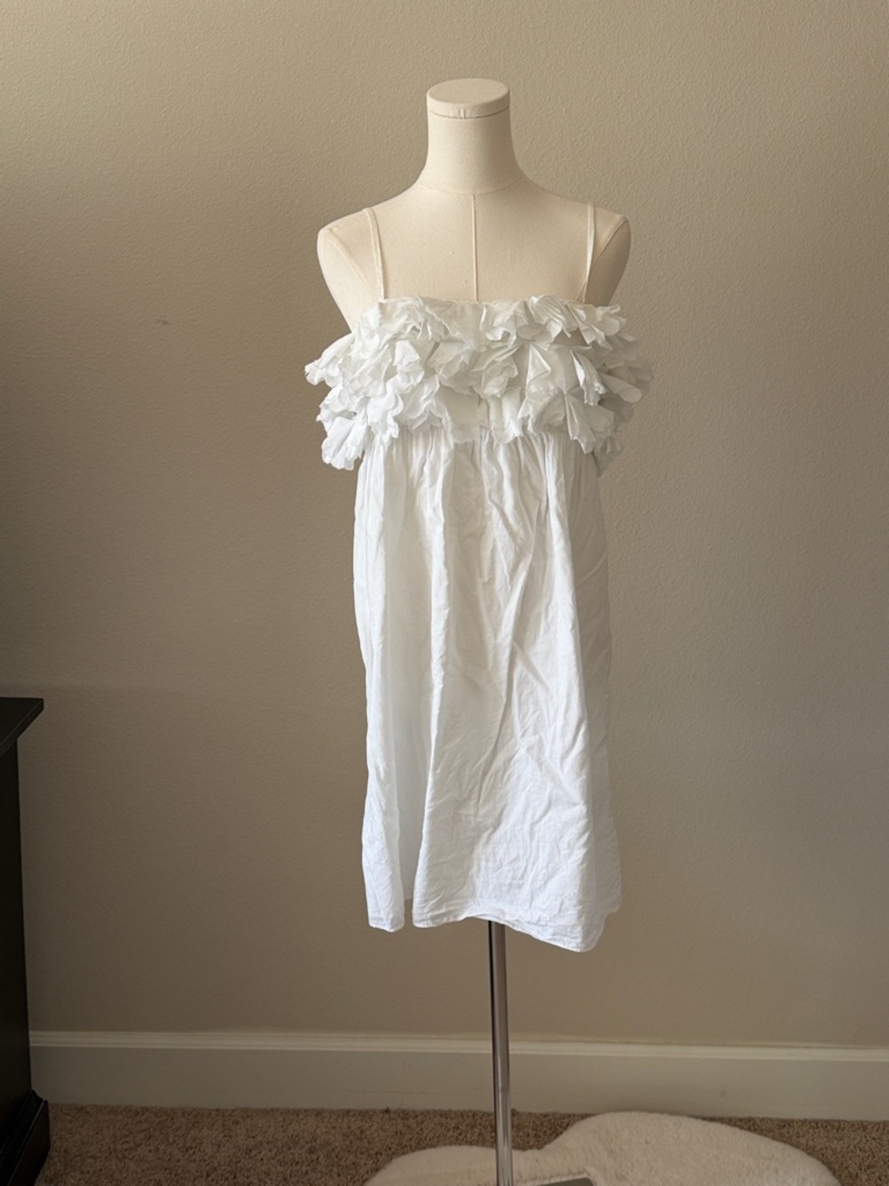 J. Crew Cream Strapless Dress with Ruffle Detail